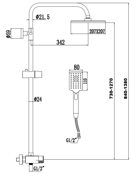 Душевая система с изливом Savol S-601144 Душевая система с изливом Savol S-601144