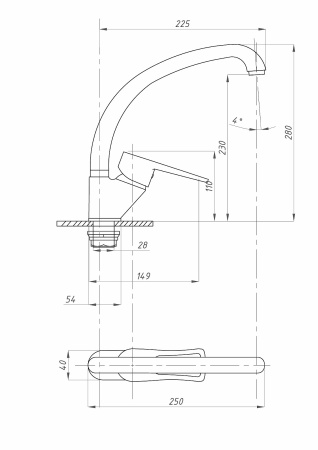 Смеситель для кухни ПСМ-Профсан ПЛЮС PSM-335-017