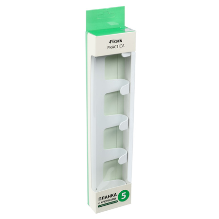 Планка 5 крючков Fixsen PRACTICA, белый FX-805W-5