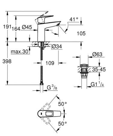 Смеситель для раковины Grohe BauLoop New 23886001