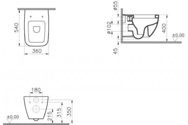 Унитаз подвесной (глазурь) Vitra Shift 4392B403-1295
