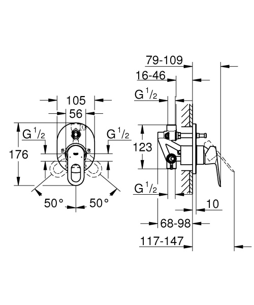 Смеситель для ванны Grohe BauLoop 29041 000 (29041000) хром