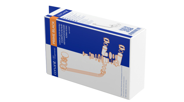 Сифон универсальный полуавтомат Cersanit Prime Black 64287