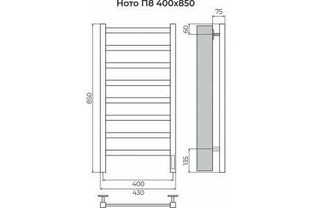 Полотенцесушитель электрический (40х85) П8 Terminus Нотто 4670078554192