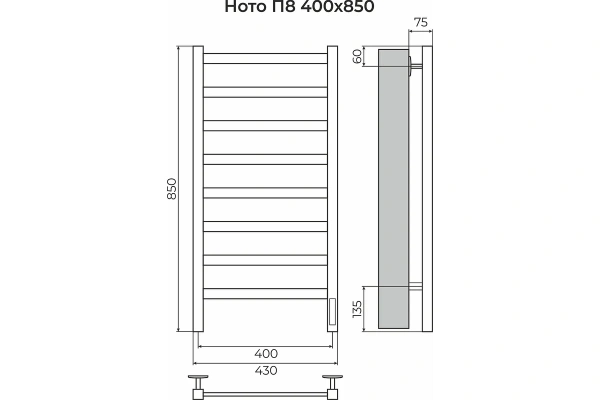 Полотенцесушитель электрический (40х85) П8 Terminus Нотто 4670078554192