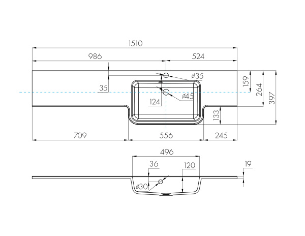 Раковина Aquaton Hotel B 151 правая белая 1A709531PI01P