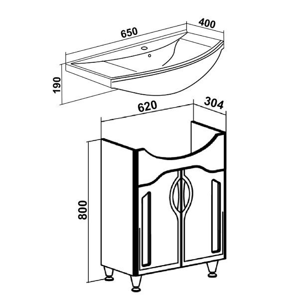 Тумба под раковину Runo Толедо 65 (00000001038)