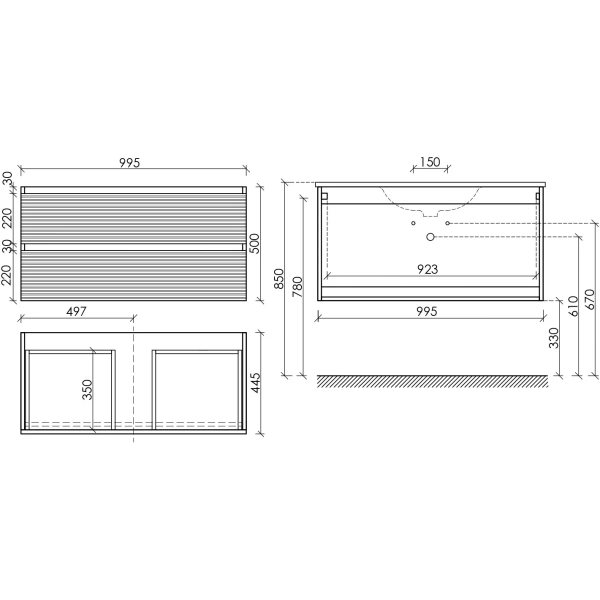 Тумба без раковины подвесная 100 см Sancos Folk FL100CP капучино матовый 
