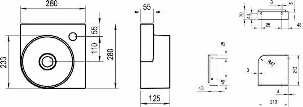 Раковина подвесная Ravak Yard 28 C XJX01228000
