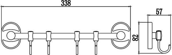 Планка с крючками 4 крючка Savol 70 S-008204