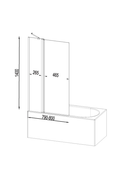 Шторка для ванны (140х80) Am.Pm Gem W90BS-D3W5-140CT
