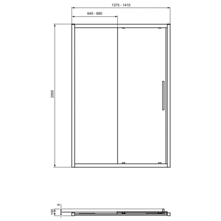 Реверсивная раздвижная панель-дверь Ideal Standard I.Life Sliding (140) T4949EO, хром 