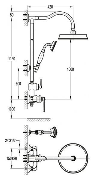 Душевая система Cezares Liberty LIBERTY-F-CD-01
