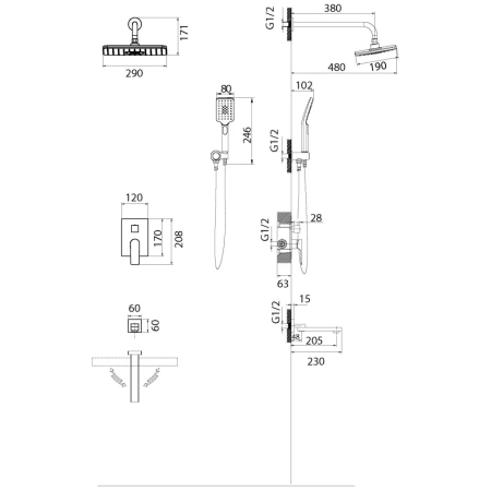 Душевая система скрытого монтажа Grossman Classic 501.K35.04.420 графит сатин