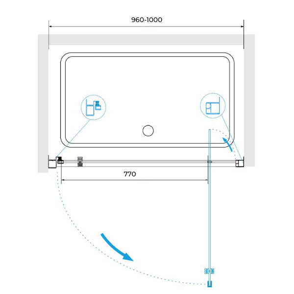 Душевая дверь 100 см RGW Passage PA-105 410810510-11 прозрачное