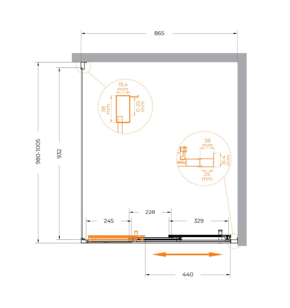 Душевой уголок (90х100) CEZARES MOLVENO-AHF-31-90/100-C-CR-IV