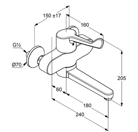 Смеситель для ванны Kludi Medi Care 349200524