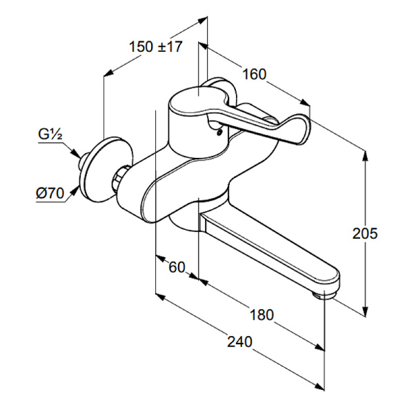 Смеситель для ванны Kludi Medi Care 349200524