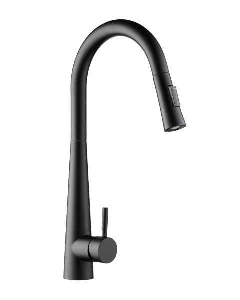 Смеситель для кухни однорычажный с вытяжным изливом Orange Steel M99-007b черный