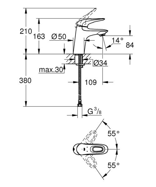 Смеситель однорычажный для раковины Grohe Eurostyle New 23567 003 (23567003) хром 