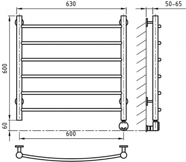 Полотенцесушитель ArtofSpace CLASSICAL EACL500600BRONZERS