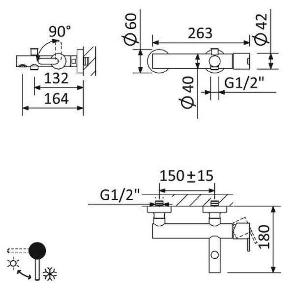 Смеситель для ванны Cezares Leaf LEAF-VD-L-NOP