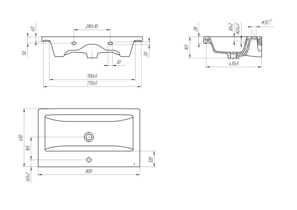 Раковина встраиваемая Onika Como 80 UM-COM80/1