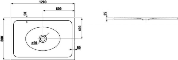 Душевой поддон Laufen Indura 2.1507.4.757.040.1