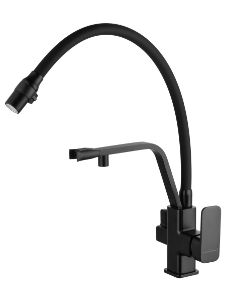Смеситель для кухни с гибким изливом и подключением фильтра WONZON & WOGHAND, черный матовый WW-88458013-MB Смеситель для кухни с гибким изливом и подключением фильтра WONZON & WOGHAND, черный матовый WW-88458013-MB