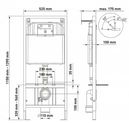 Комплект унитаза с инсталляцией Berges Wasserhaus Okus 043274
