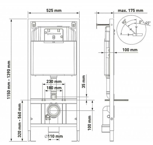 Комплект унитаза с инсталляцией Berges Wasserhaus Okus 043277