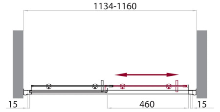 Душевая дверь (115х185) BelBagno UNO-BF-1-115-C-Cr