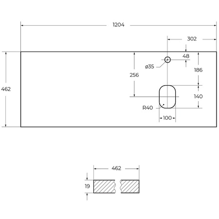 Столешница под раковину BelBagno 120 EK-120-AS-BL-R