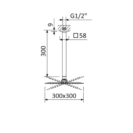 Верхний душ CEZARES CZR-B-TDDQ-30/30-NOP