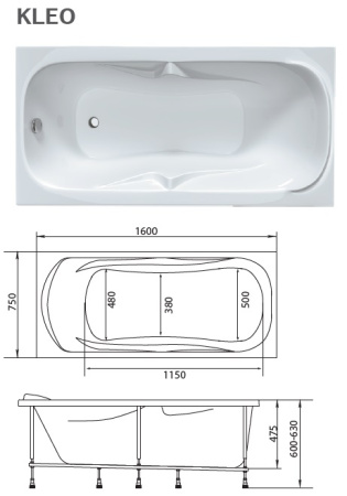 Акриловая ванна (160х75) Marka One Kleo 01кл1675