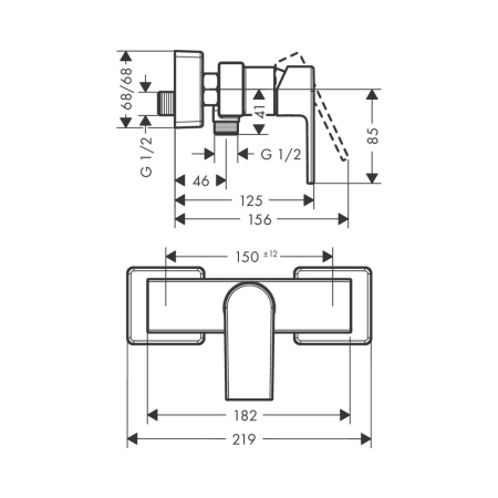 Смеситель для душа однорычажный Hansgrohe Vernis Shape 71656000 хром