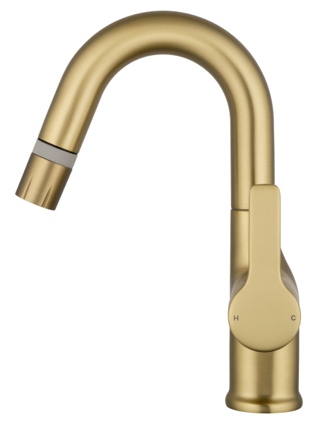 Смеситель для раковины с выдвижным изливом WONZON & WOGHAND, брашированное золото WW-FE01L212-BG Смеситель для раковины с выдвижным изливом WONZON & WOGHAND, брашированное золото WW-FE01L212-BG