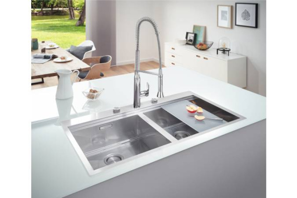 Мойка из нержавеющей стали 2 чаши без корзинчатого вентиля GROHE K800 31585SD1