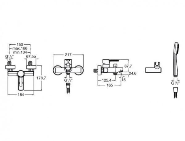 Смеситель для ванны Roca Esmai 5A0131C02