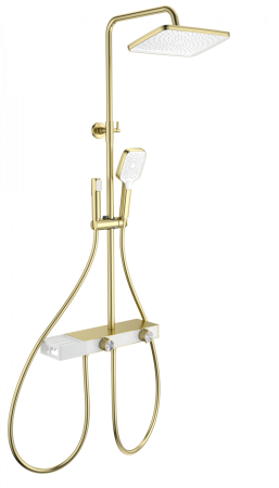 Душевая система с термостатом WONZON & WOGHAND Shelf, брашированное золото WW-B4161-BG