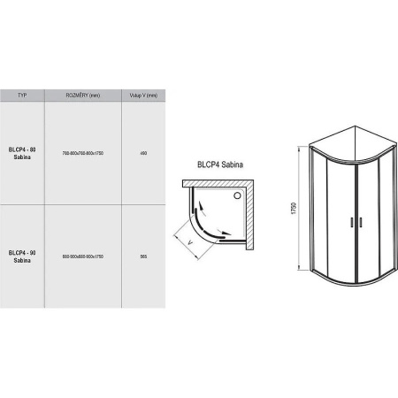 Душевой уголок Ravak Blix 80x80 BLCP4-80 Sabina 3B240U40ZG