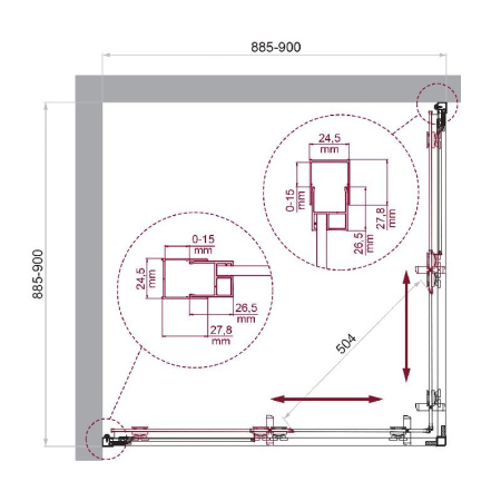 Душевой уголок BelBagno Luce LUCE-A-2-90-C-ORO