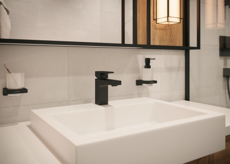 Смеситель для раковины без донного клапана Hansgrohe Vernis Shape 71569670 черный матовый