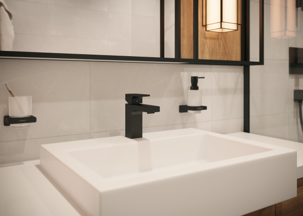 Смеситель для раковины без донного клапана Hansgrohe Vernis Shape 71569670 черный матовый