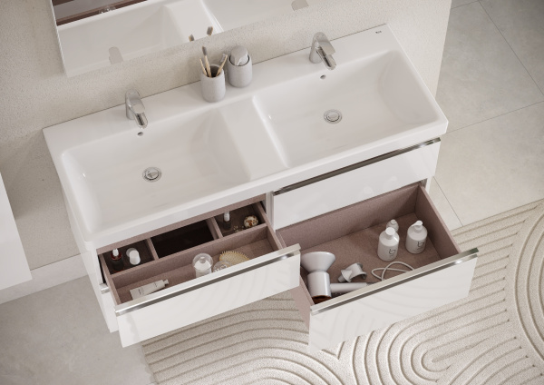 Тумба под раковину Roca The Gap 120 белый глянец 4 ящика ZRU9307637