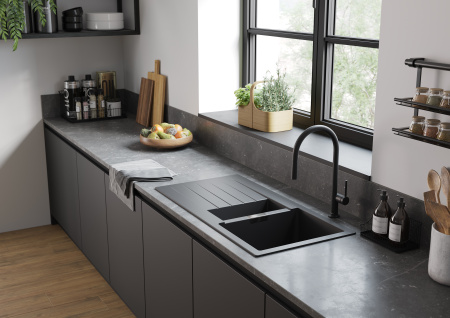 Смеситель для кухни с выдвижным изливом sBox Hansgrohe Talis M54 1jet 72803670 черный матовый