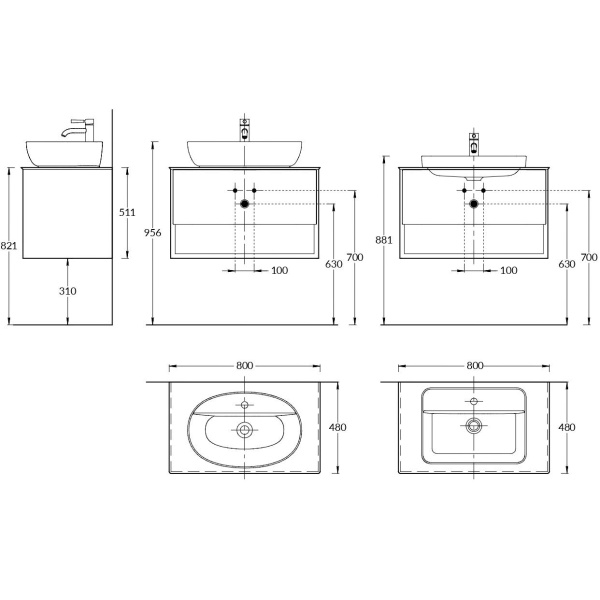 Тумба под раковину Kerama Marazzi Plaza Modern PLB.M.80.1\OAK.O