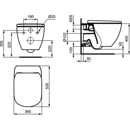 Комплект унитаз + инсталляция Ideal Standard Tesi PR386801