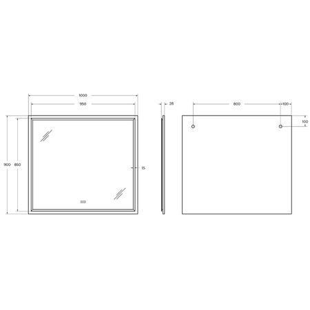Зеркало с подогревом (100х90) Cezares CZR-SPC-INT-1000-900-LED-TCH-WARM-BL