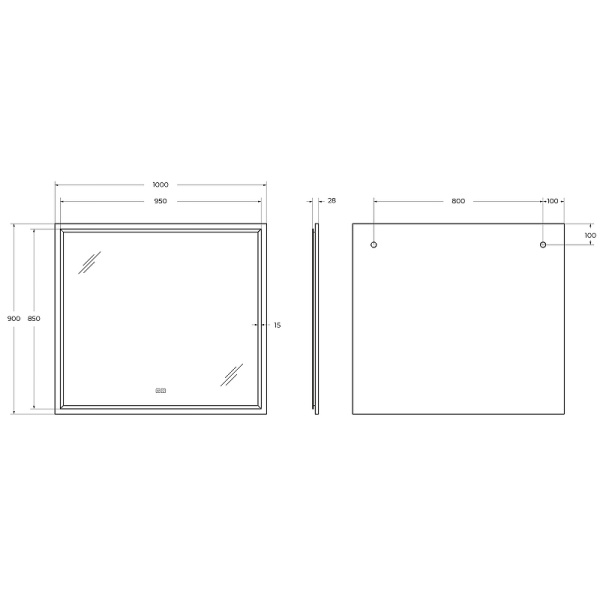 Зеркало с подогревом (100х90) Cezares CZR-SPC-INT-1000-900-LED-TCH-WARM-TIT